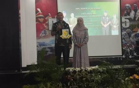 Letkol CPM Sudiyanto Surorejo SSi memberikan sambutanya pada acara pisah sambut Dandenpom) IV/5 Semarang,di Aula Madenpom setempat, Selasa (6/2/2024) malam.