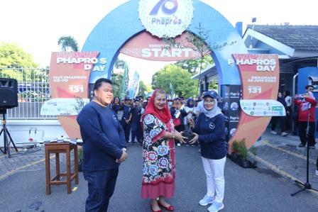 Wali Kota Semarang, Hevearita Gunaryanti Rahayu saat menghadiri HUT ke-70 tahun PT Phapros Tbk di Jalan Simongan, Semarang Barat, Sabtu (22/6/2024).