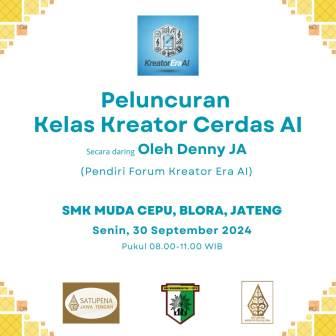 Denny JA akan Luncurkan Kelas Kreator Cerdas AI di SMK Muhammadiyah Cepu