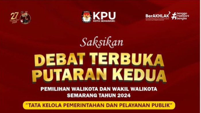 Debat Kedua Pilwakot Kota Semarang, KPU Minta Paslon Kondisikan Pendukung