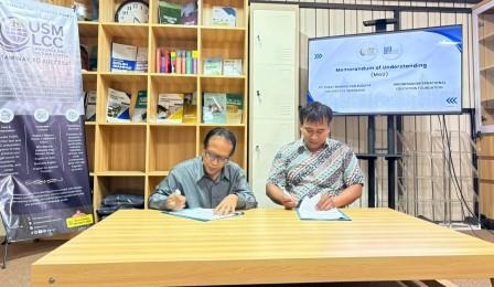 Penandatanganan Perjanjian Kerja Sama antara PT Pusat Bahasa dan Budaya Universitas Semarang (USM LCC) dengan Indonesia International Education Foundation (IIEF).