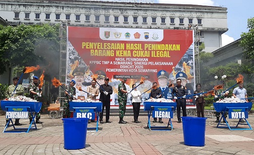 Bea Cukai dan Pemkot Semarang Musnahkan Jutaan Rokok Ilegal, Selamatkan Kerugian Negara Miliaran Rupiah